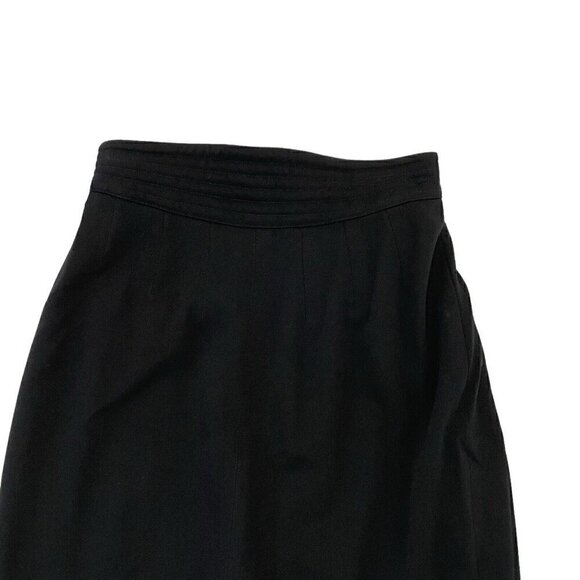 Vintage 80s Escada 100% Wool Pencil Skirt Quilted Waist Classic Black size 2/4 - Picture 2 of 9